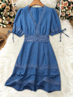 Lace Detail V-neck Mini Dress (12)