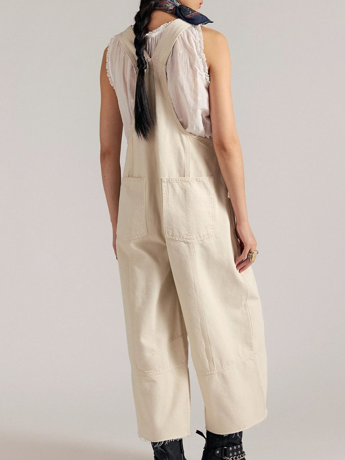 Raw Hem Wide-leg Denim Overalls (8)
