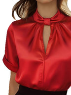 Keyhole Neck Satin Blouse (8)