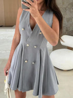 Sleeveless Double-breasted Mini Dress (9)