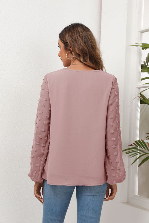 Swiss Dot Balloon Sleeve Blouse (2)