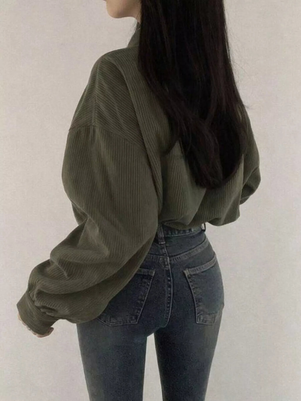 Corduroy Snap Down Cropped Jacket (9)