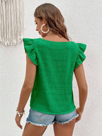 Ruffled Square Neck Cap Sleeve Blouse (2)