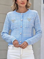 Tweed-style Bow Button-down Cardigan (8)