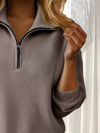 Full Size Half Zip Dropped Shoulder Sweater Plus (30)
