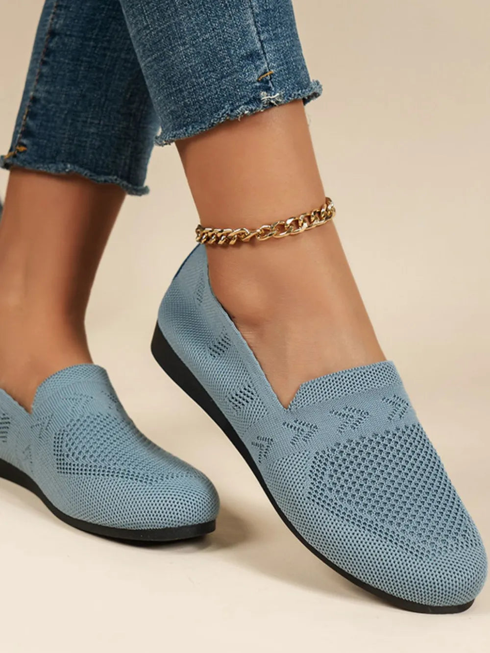 Mesh Round Toe Flat Slip-ons (6)