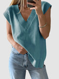 Ribbed V-neck Sweater Vest