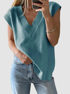 Ribbed V-neck Sweater Vest