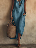 Full Size Spaghetti Strap Midi Dress Pockets Plus (5)