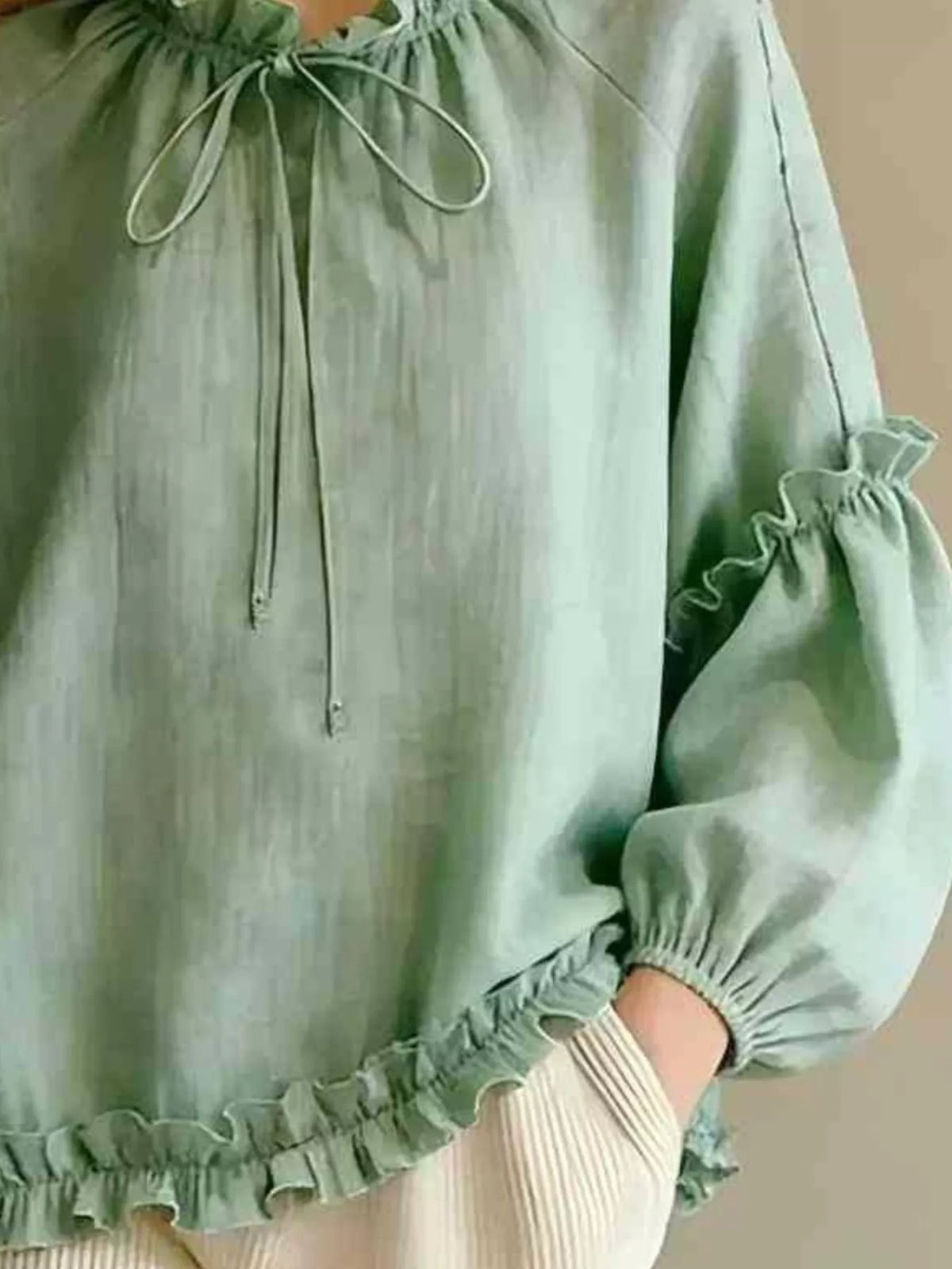 Frill Balloon Sleeve Blouse (9)