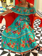 Floral Off Shoulder Ruffle Maxi Dress (14)