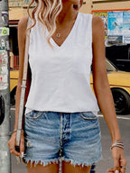Casual V-neck Pocket Tank (7)