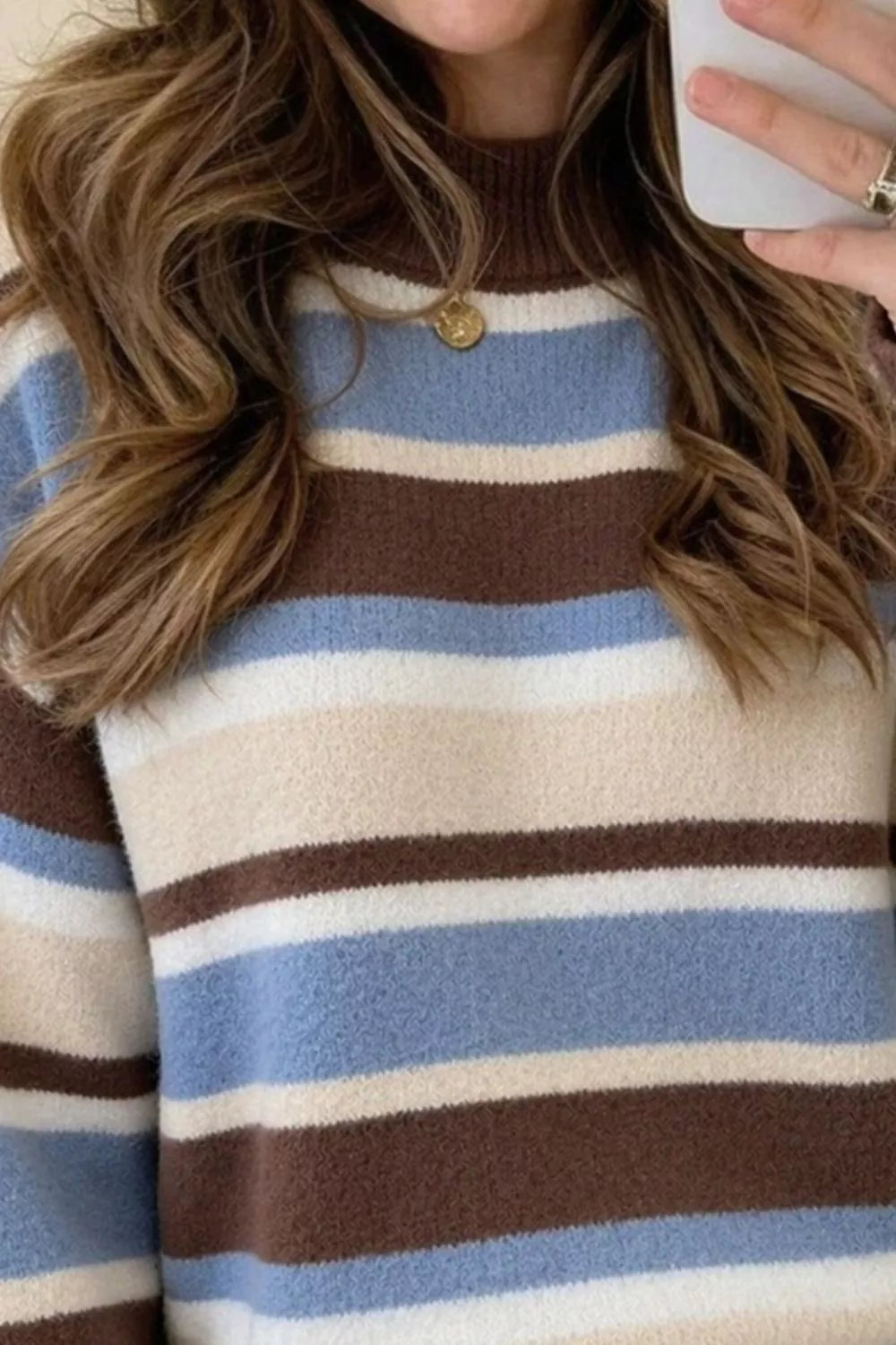 Striped Dropped Shoulder Sweater (3)
