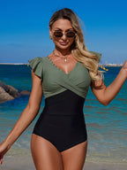 Ruffled Sleeve One-piece Swimsuit (2)