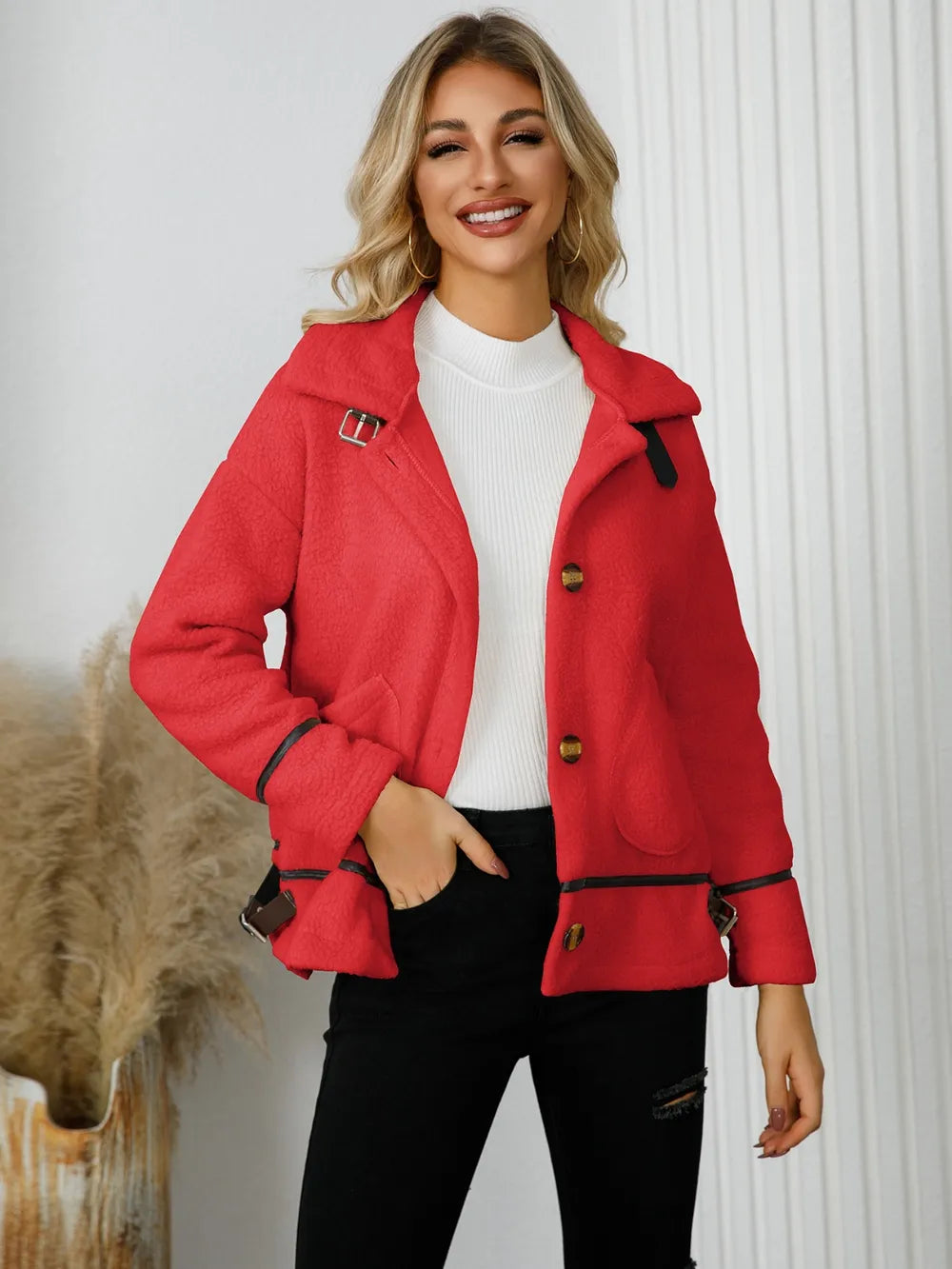 Pocketed Button Down Collared Neck Jacket (8)