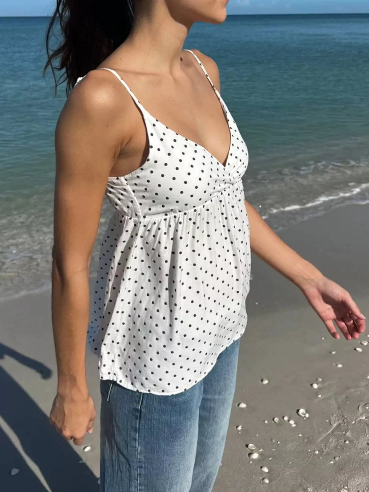 Polka Dot V-neck Flowy Cami (2)