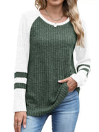 Ribbed Round Neck Raglan Sleeve Top (12)
