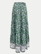 Full Size Tiered Printed Elastic Waist Skirt (7)