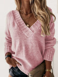 V-neck Long Sleeve Knit Top