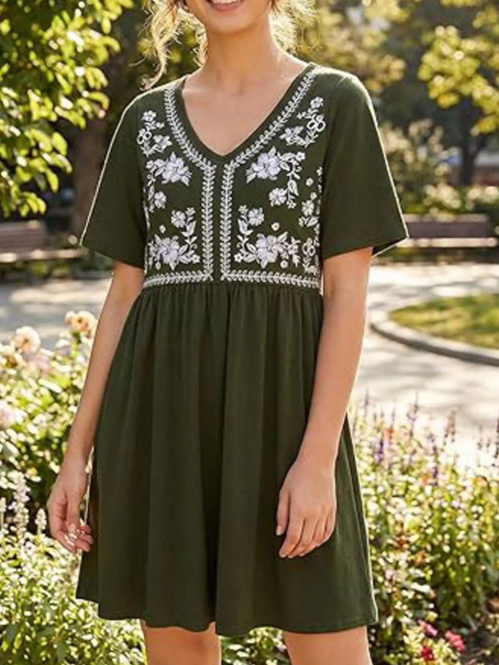 Floral V-neck Mini Dress (8)