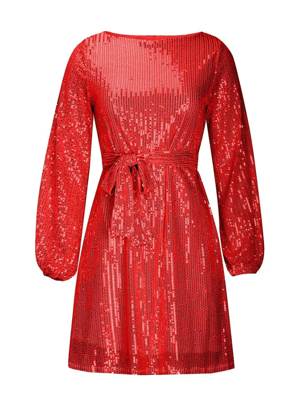 Sequin Tie Waist Long Sleeve Mini Dress (9)
