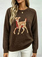 Deer Pattern Raglan Sleeve Sweater (2)
