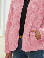 Fuzzy Checkered Zip Up Jacket (14)