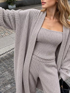 Ribbed Knit Three-piece Sweater Set