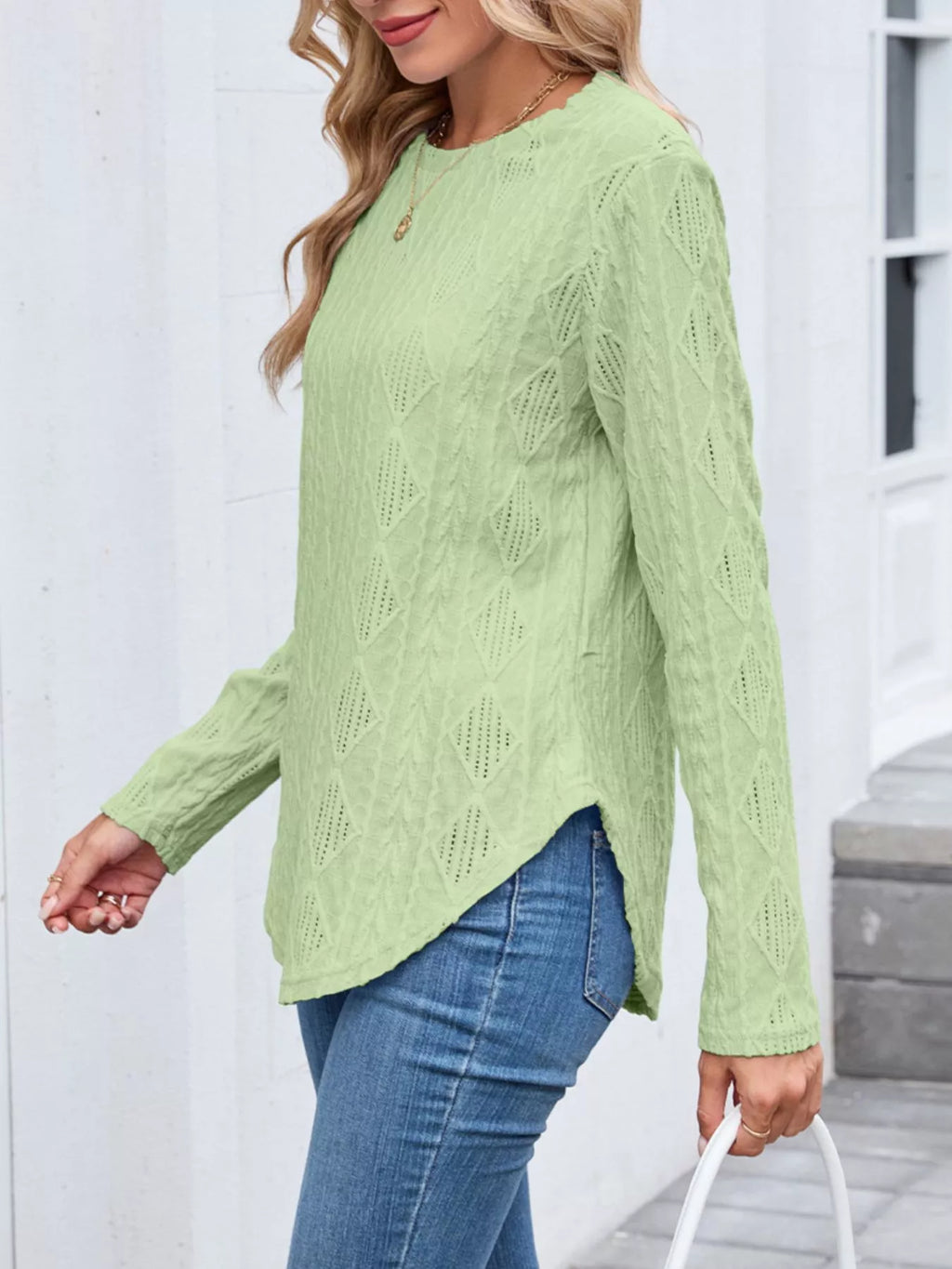 Openwork Textured Long Sleeve Top (14)