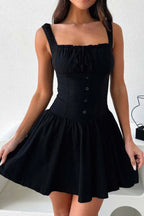 Decorative Button Square Neck Cami Dress (5)