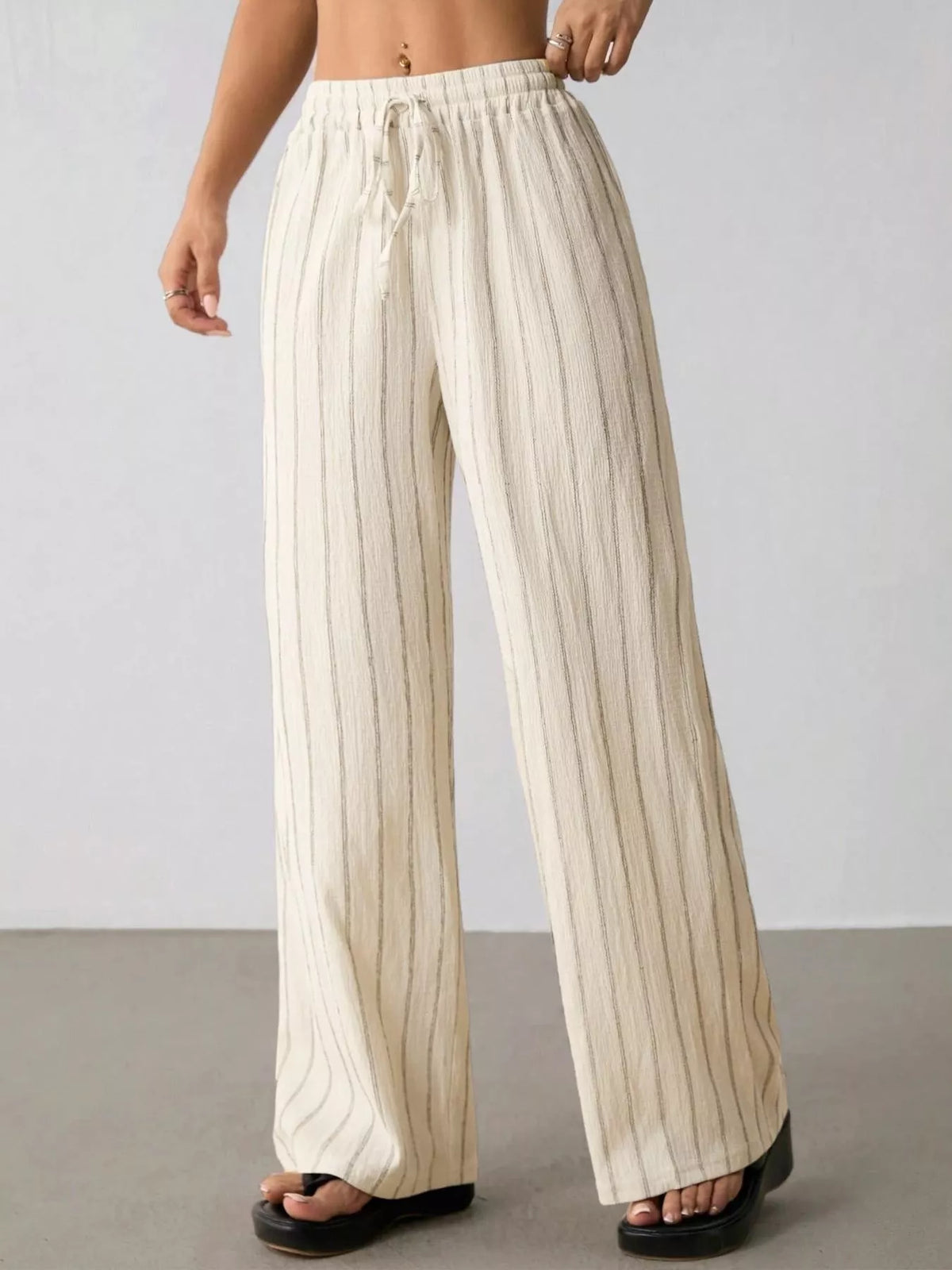 Striped Wide-leg Drawstring Pants (19)