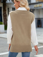 Side Slit V-neck Sweater Vest (23)