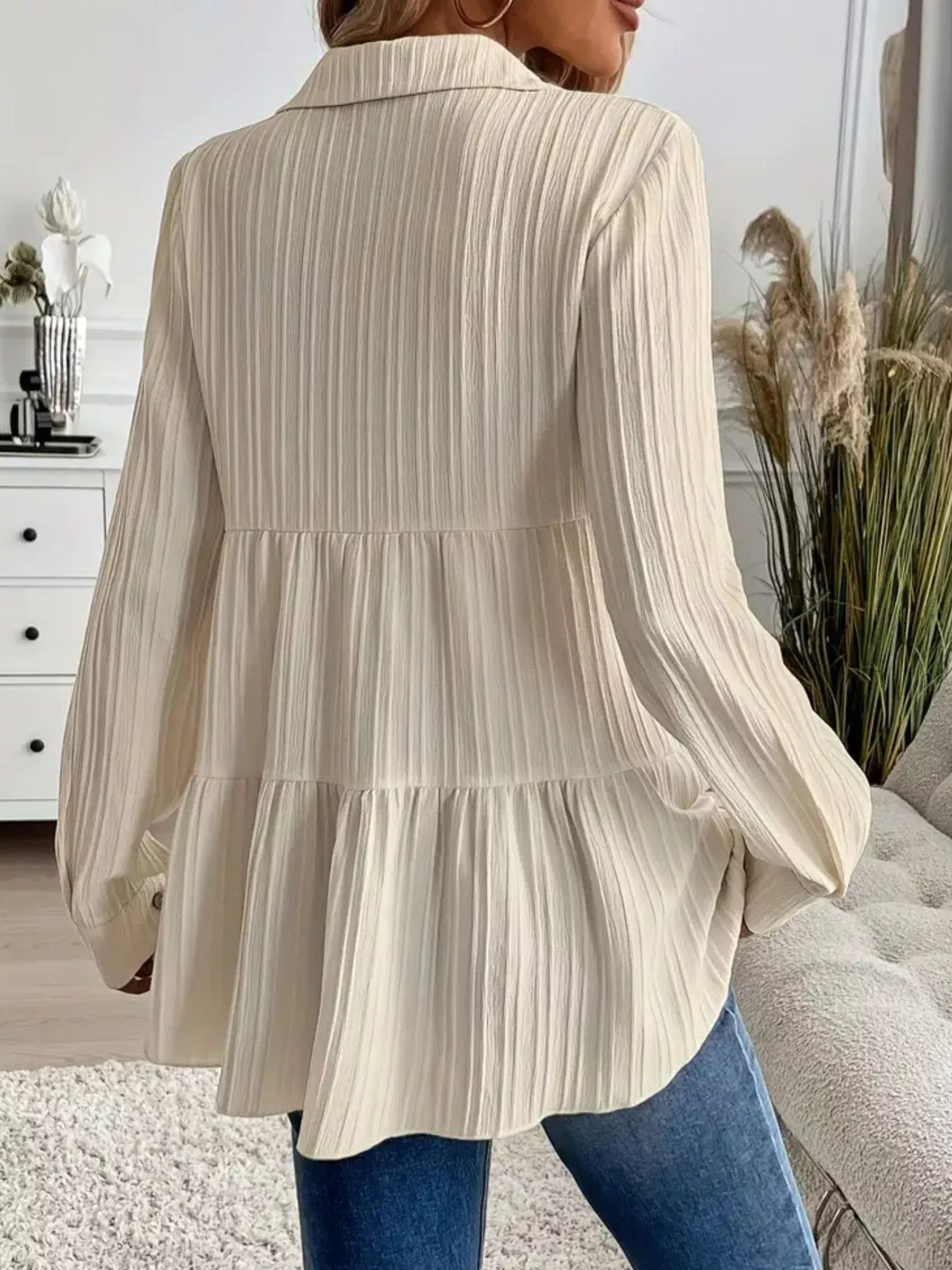Button-down Long Sleeve Tiered Shirt (4)