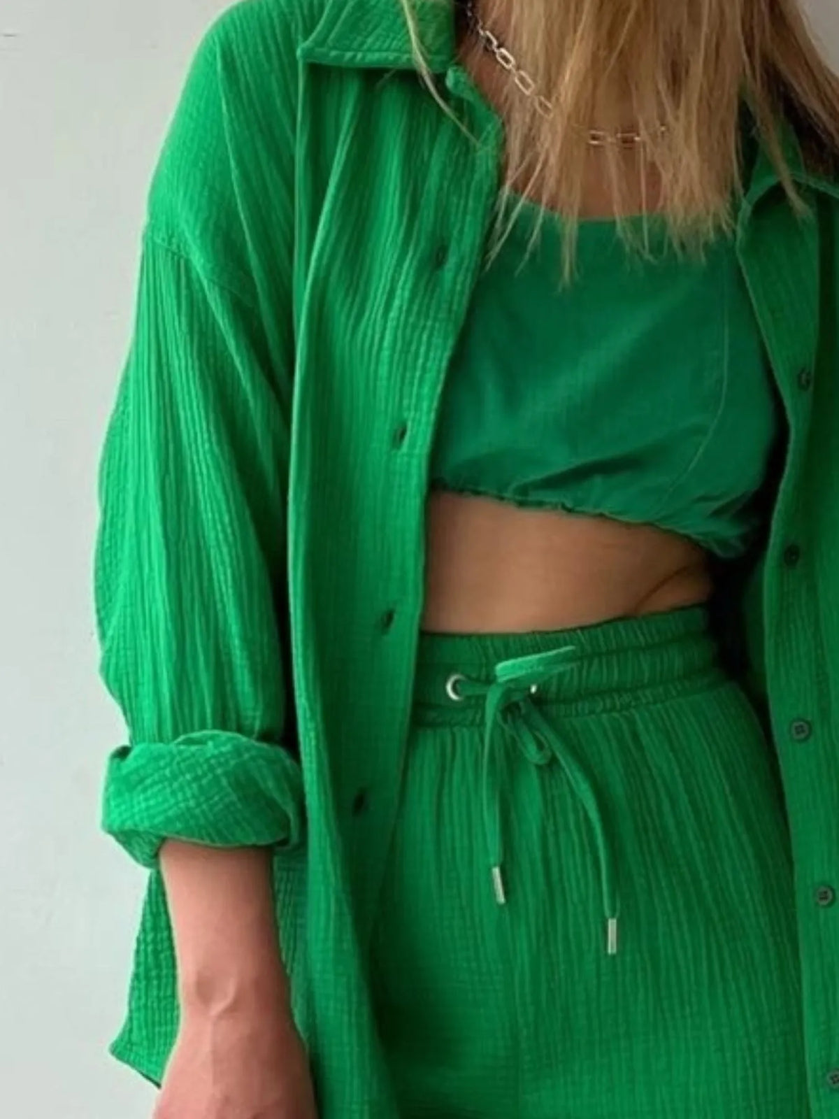 Button Up Shirt Shorts Set (15)