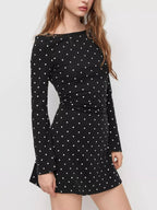 Polka Dot Flare Sleeve Mini Dress (3)