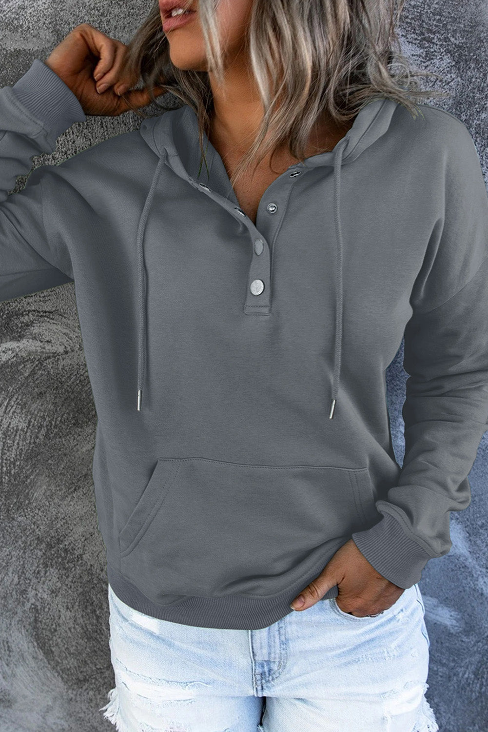 Dropped Shoulder Long Sleeve Hoodie Pocket (15)