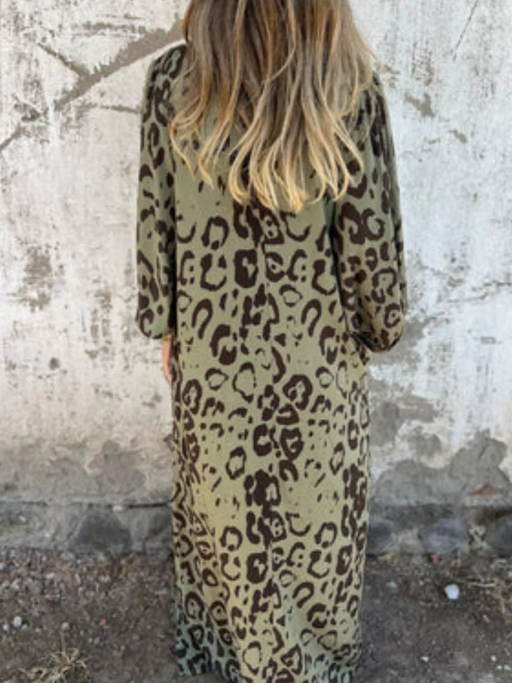Full Size Printed V-neck Dress Pockets Plus (15)