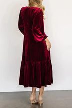 V-neck Long Sleeve Midi Velvet Dress (19)