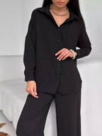 Button Up Long Sleeve Shirt Pants Set (22)