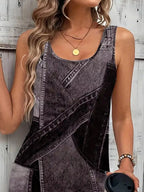 Patchwork Denim Sleeveless Dress (7)