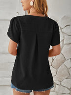 Swiss Dot Notched Petal Sleeve T-shirt (2)