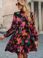 Printed Balloon Sleeve Mini Dress (4)