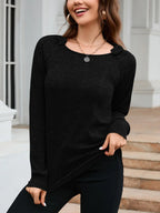 Texture Round Neck Long Sleeve Knit Top (6)