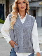 Cable Knit V-neck Sweater Vest (3)