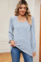 Square Neck Flounce Sleeve T-shirt (7)