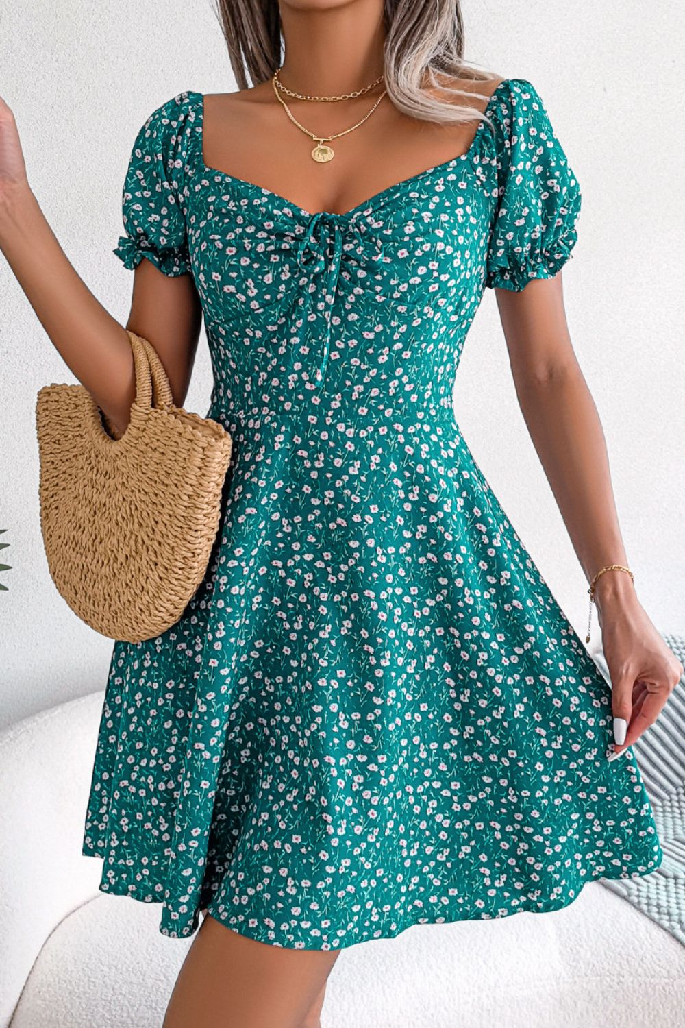 Ditsy Floral Drawstring A-line Dress (6)