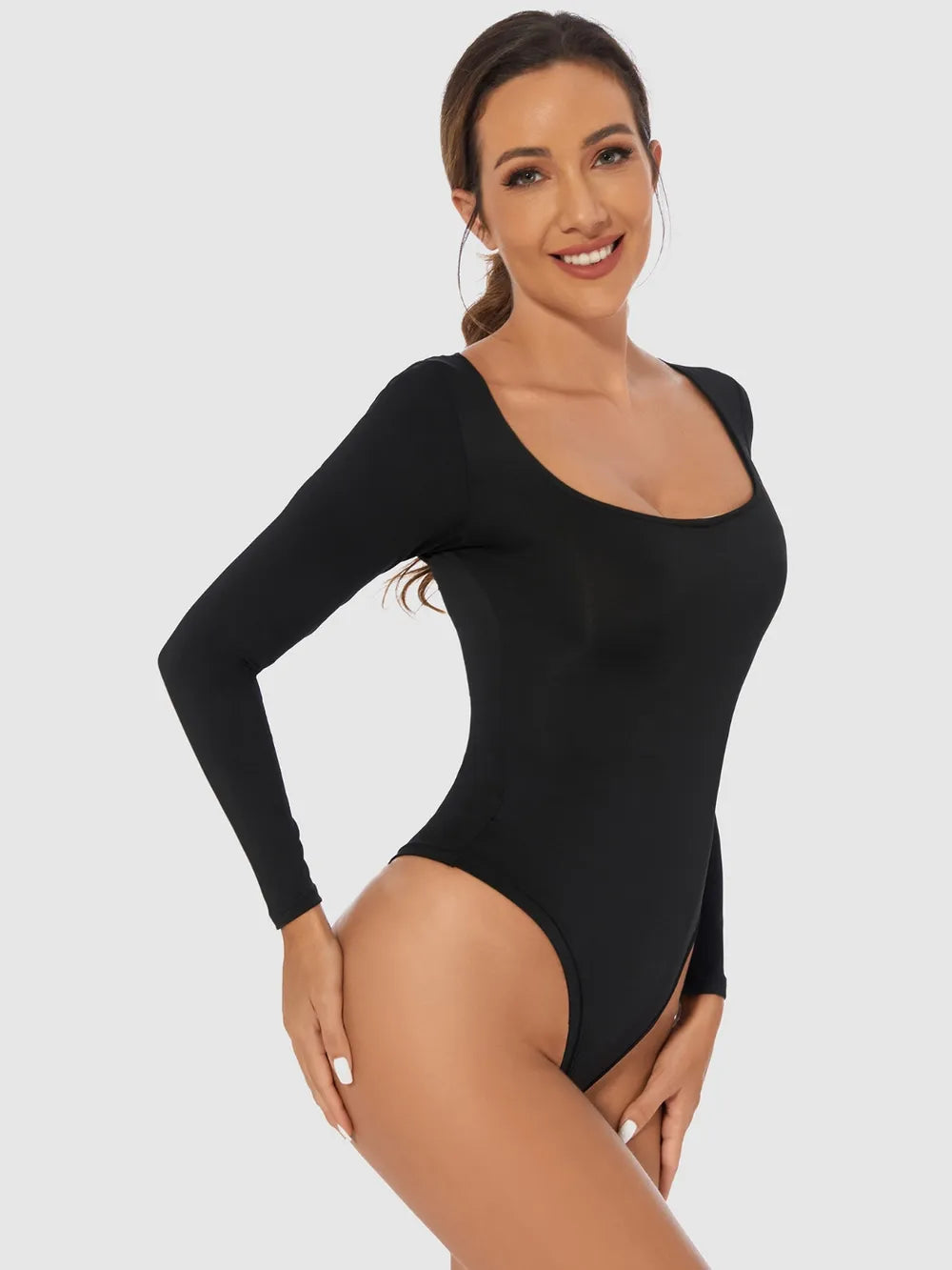 Full Size Scoop Neck Long Sleeve Bodysuit (5)