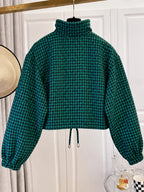 Plaid Cropped Zip-up Jacket (10)