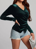 Ruched Surplice Long Sleeve Top (23)