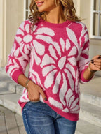 Fuzzy Knit Round Neck Sweater (14)